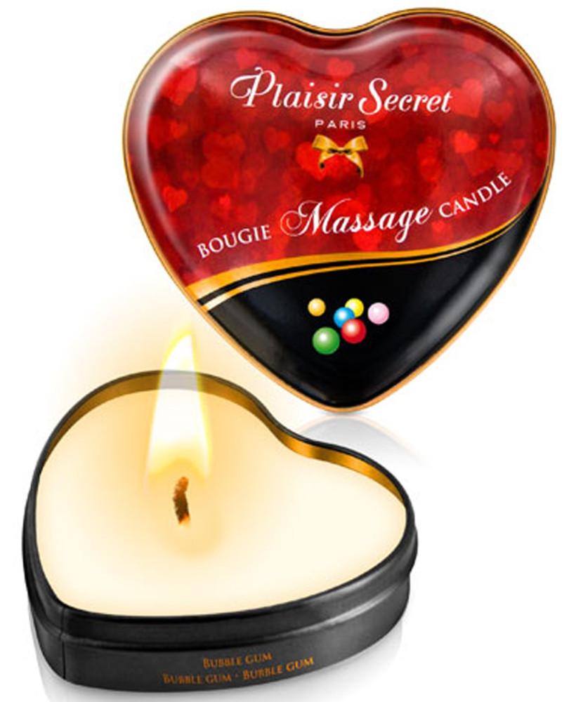 Mini bougie de massage bubble gum boîte coeur 35ml 